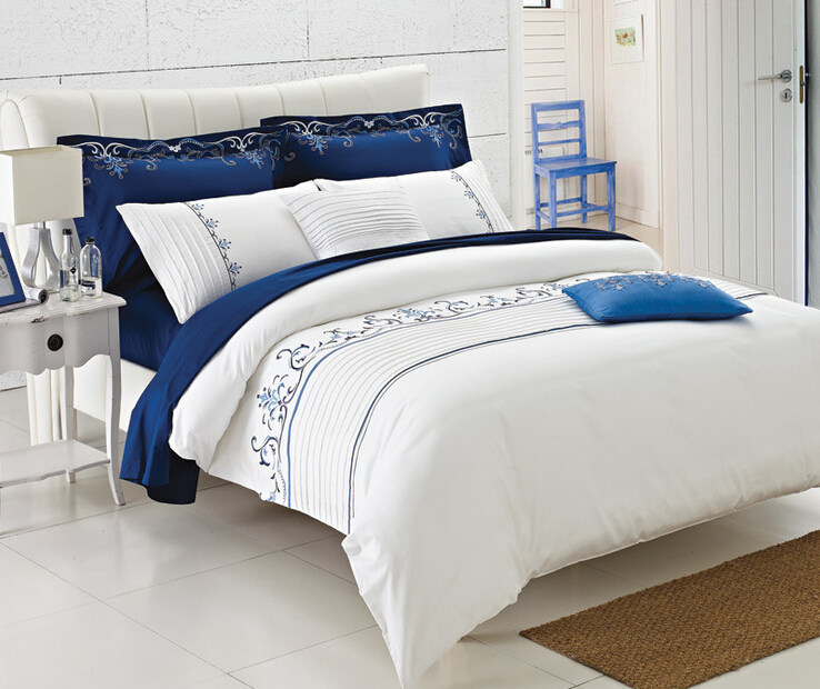 High Quality Luxury Quilt Cover Bed Sheets Embroidery Duvet Cover 100%Cotton Comforter Bedroom Hotel Bedding Sets